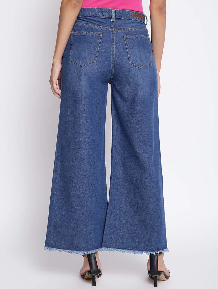 Women's Plain Baggy Leg Jeans