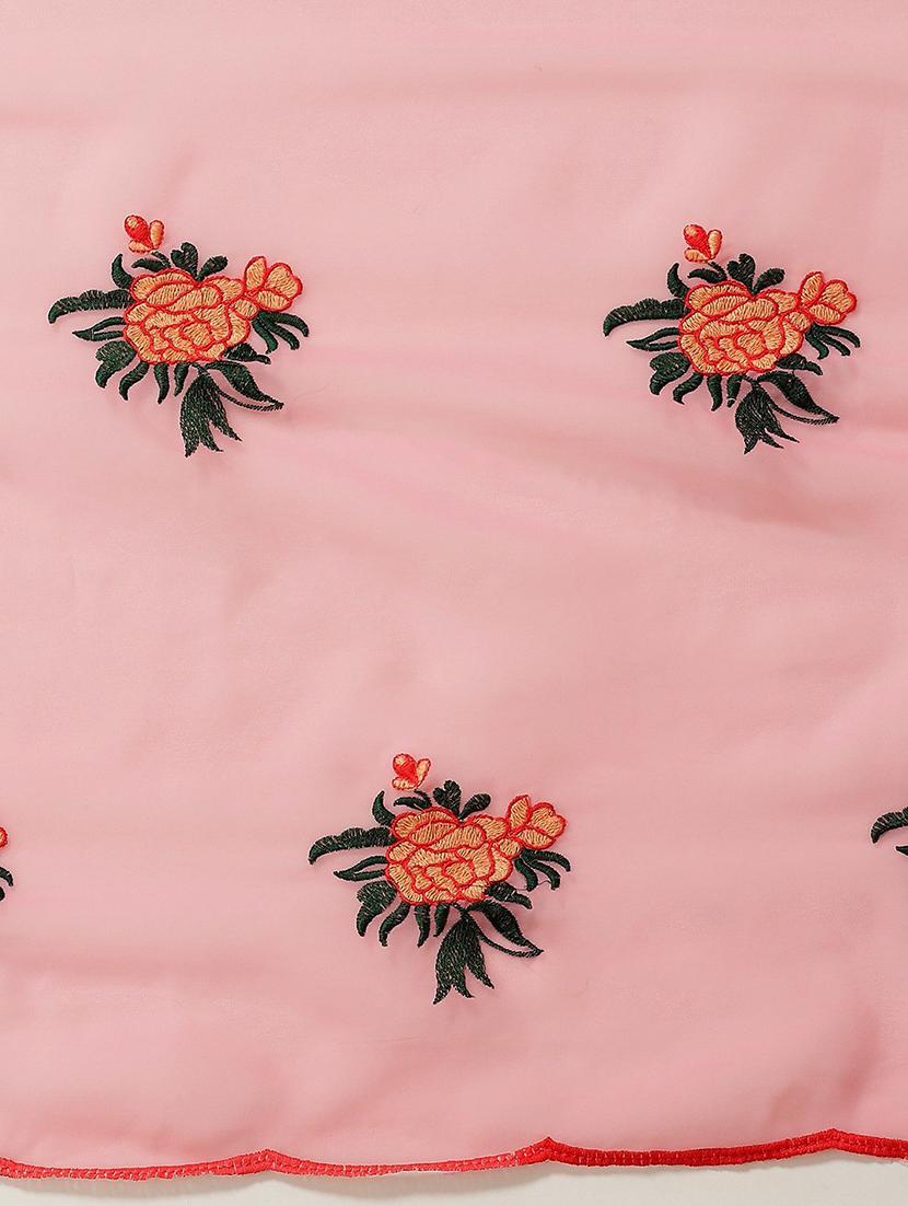 pink georgette embroidered saree - 18400936 - Standard Image - 4