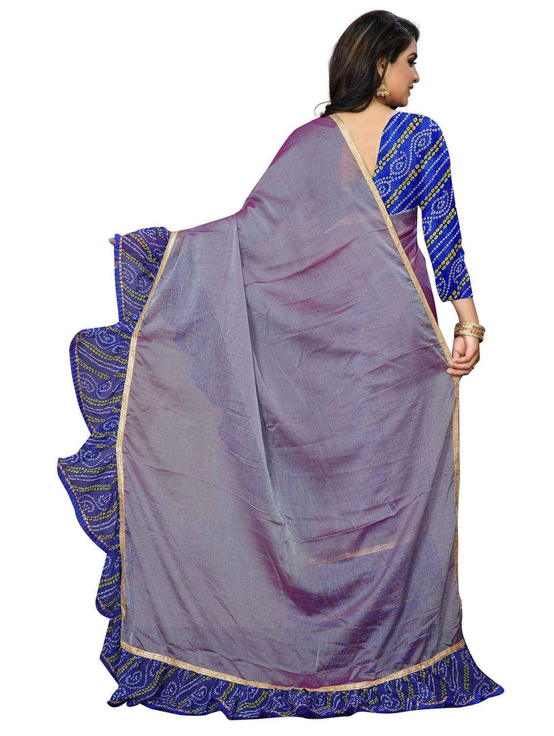 women's bordered grey colored saree with blouse - 18400996 - Standard Image - 1