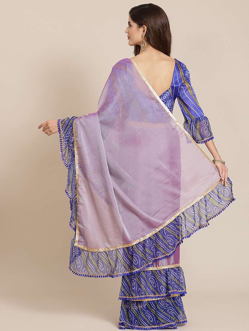 women's bordered lavender colored saree with blouse - 18401000 - Standard Image - 1