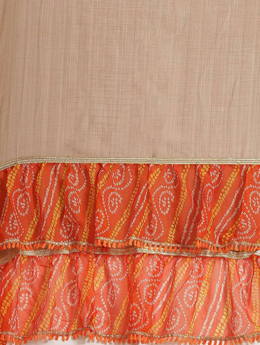 women's bandhani beige colored saree with blouse - 18401002 - Standard Image - 4