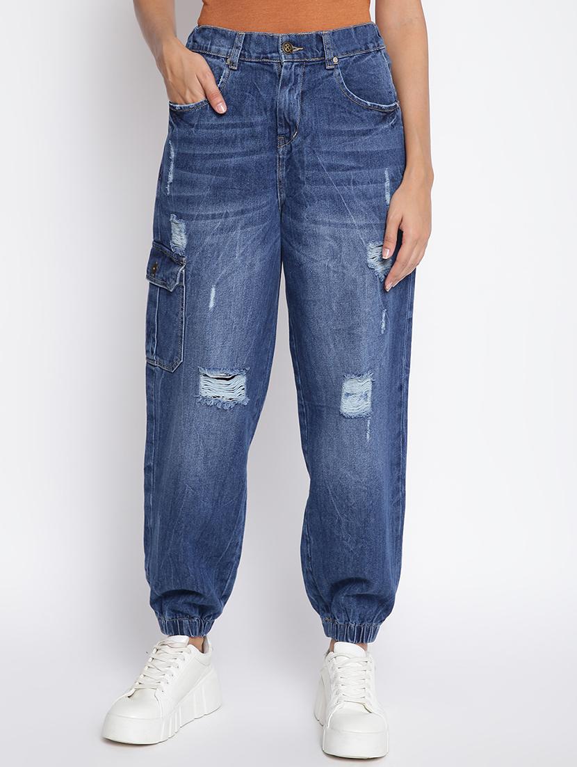 women's distress cargo jeans - 18401019 - Zoom Image - 0