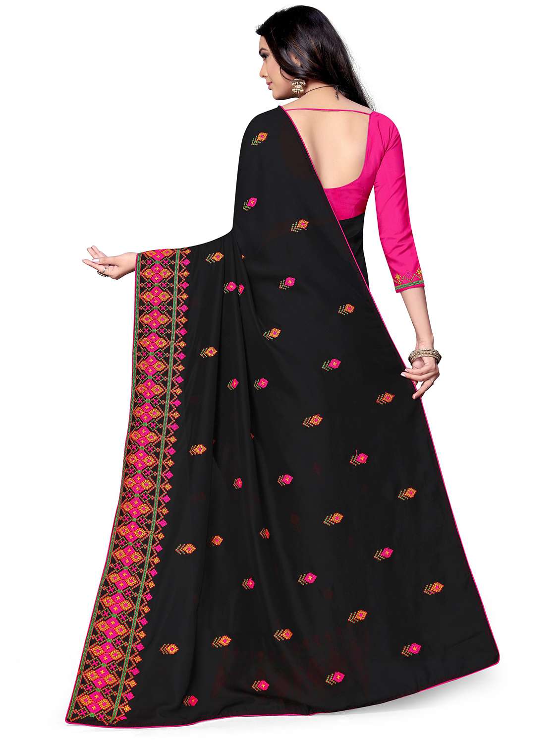 women's embroidered saree with blouse - 18401162 -  Standard Image - 1