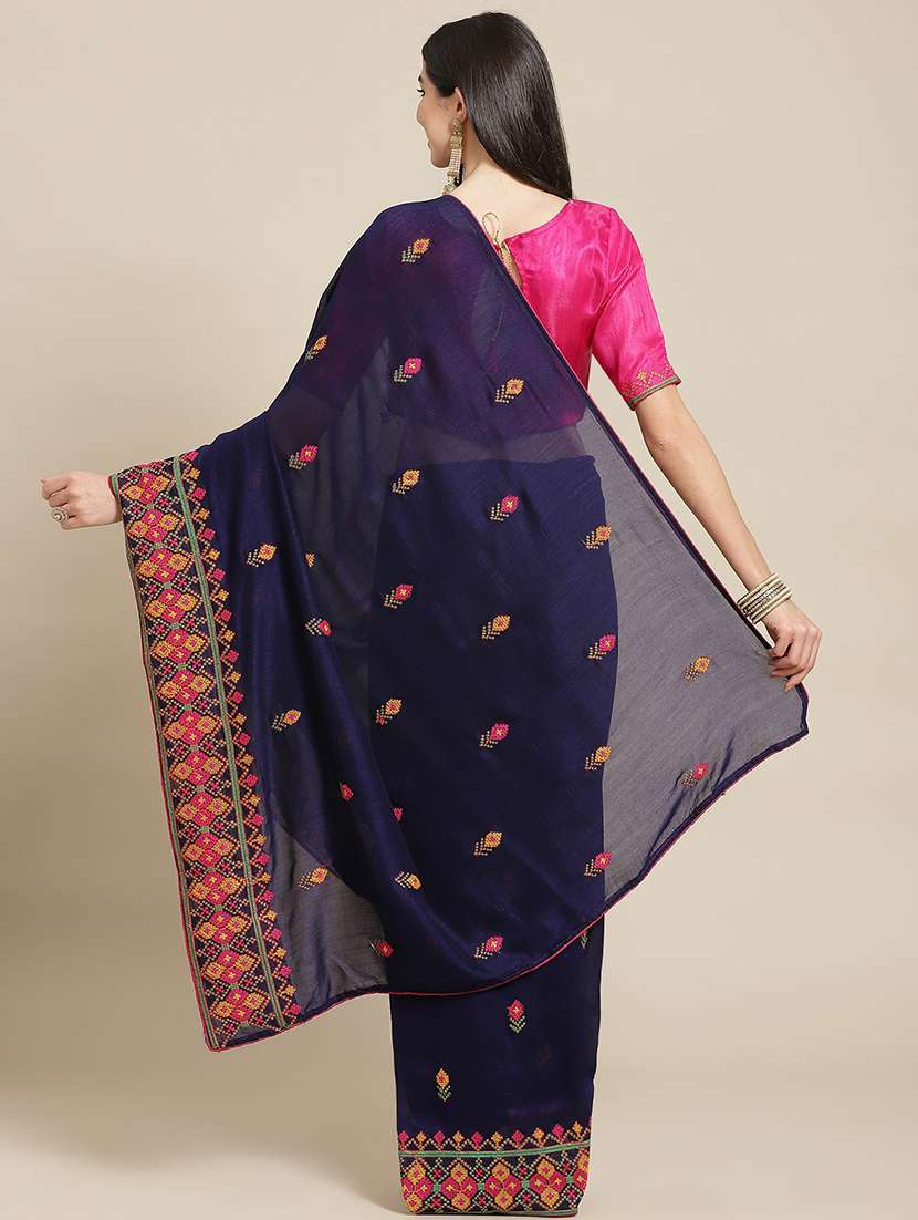 women's embroidered saree with blouse - 18401168 -  Standard Image - 1