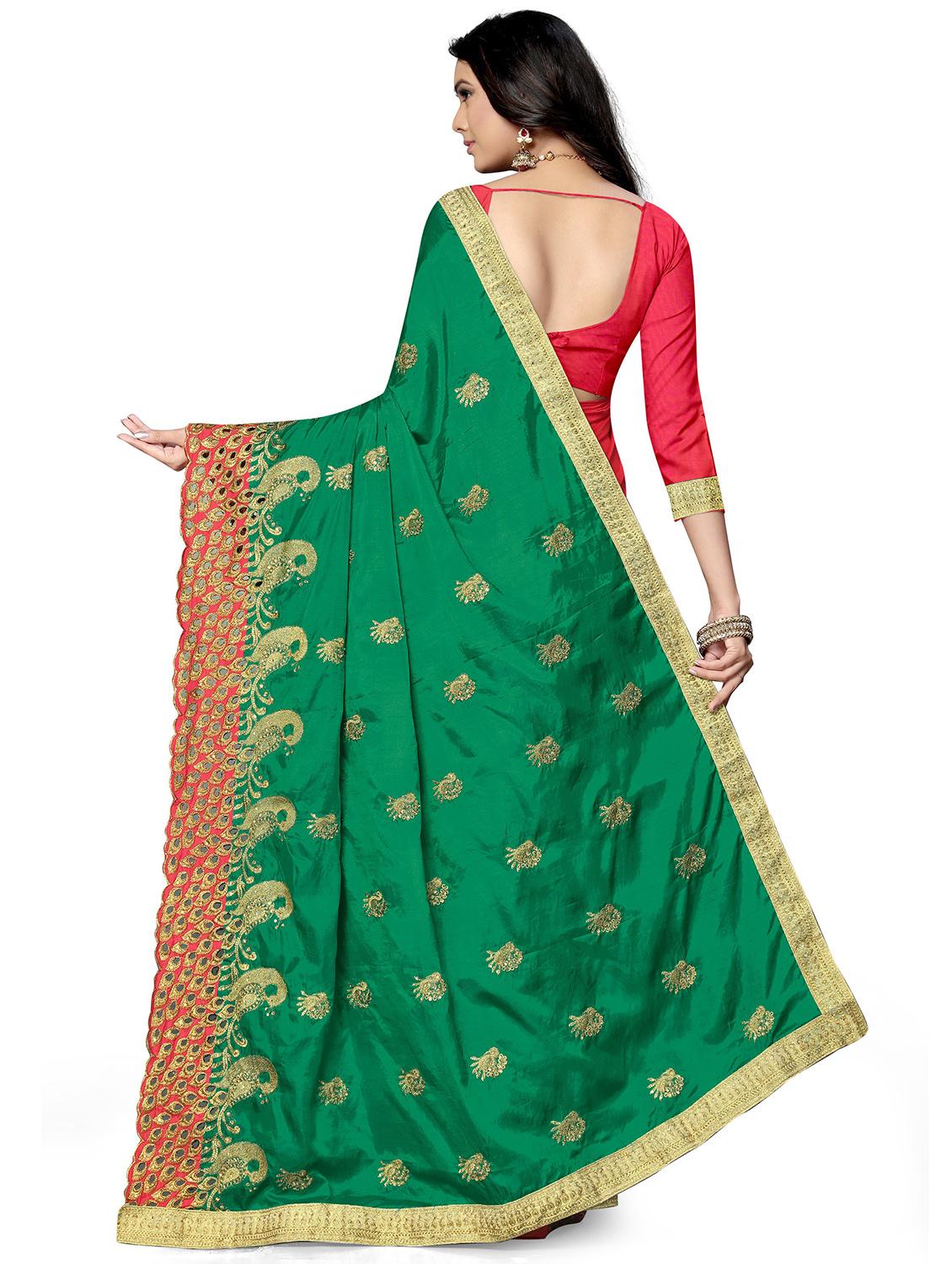 green half and half saree with blouse - 18401231 - Standard Image - 1