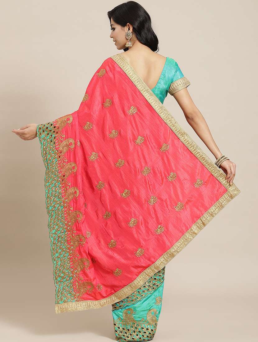 pink silk half and half saree with blouse - 18401241 -  Standard Image - 1