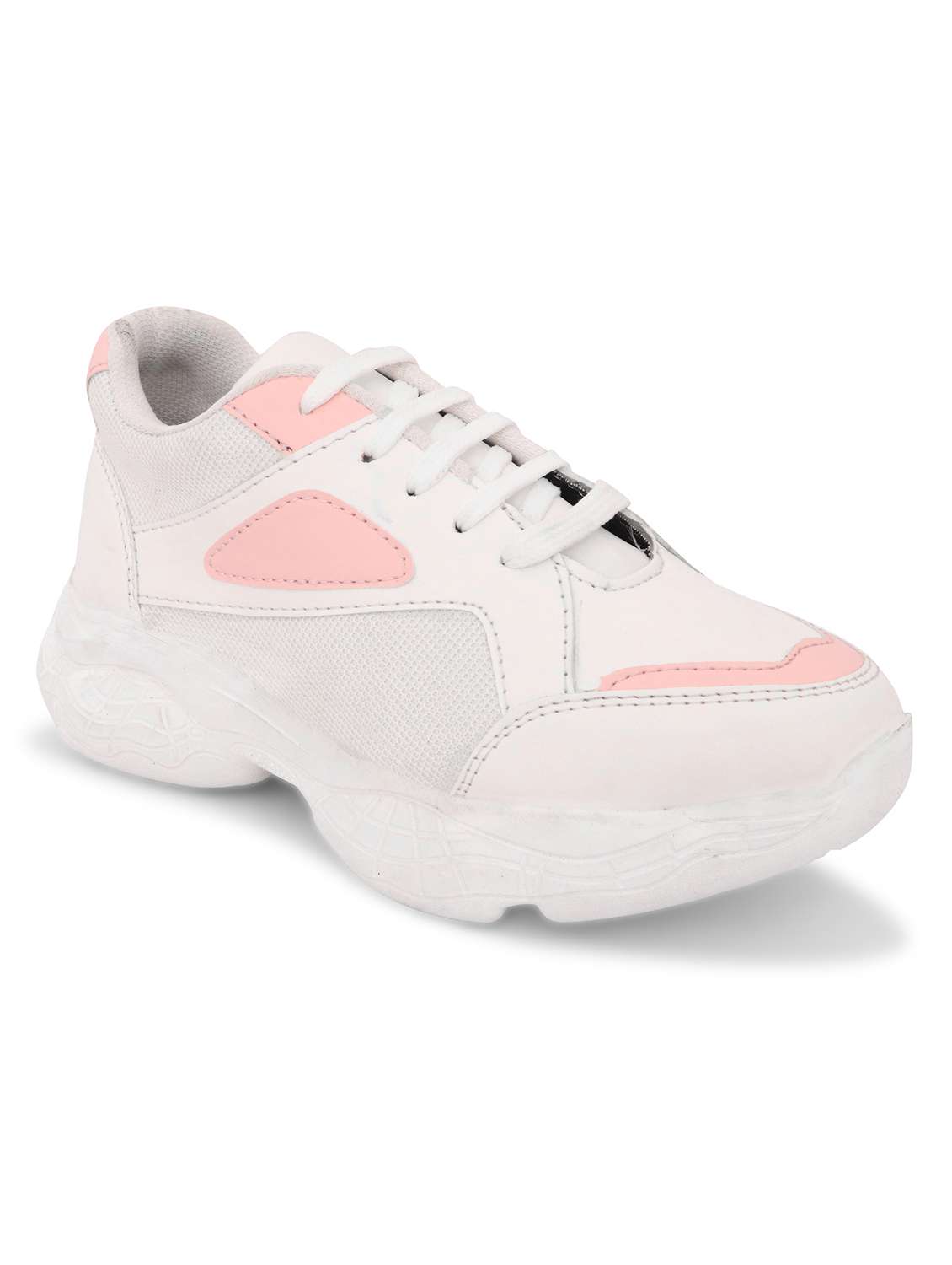 pink mesh laceup sports shoes