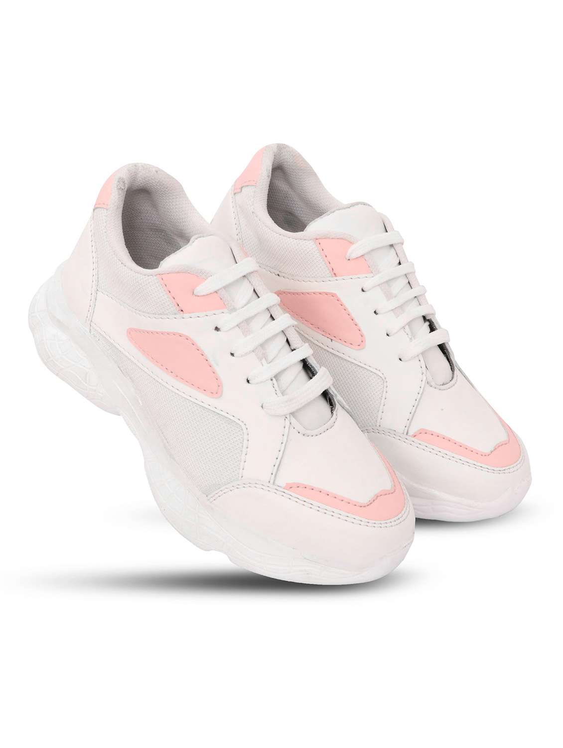 pink mesh laceup sports shoes - 18401384 -  Standard Image - 1