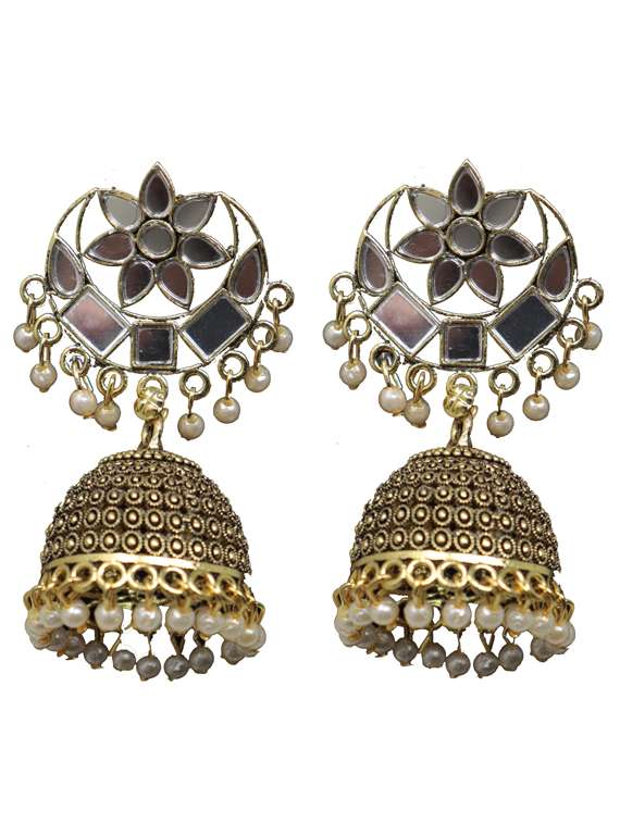 gold brass jhumka earring