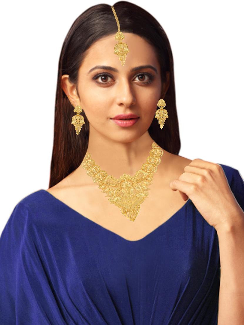 gold plated necklaces and earring - 18401500 - Standard Image - 4