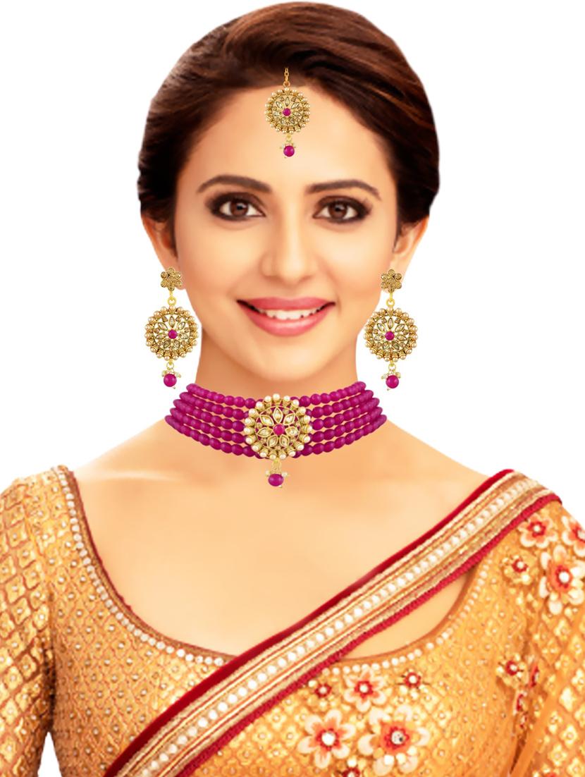 multi colored gold plated necklaces and earring - 18401525 - Standard Image - 4