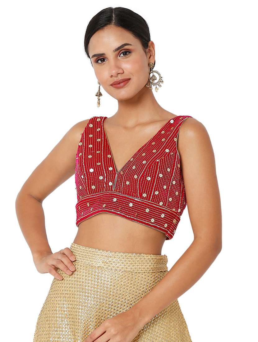 pink velvet embroidered blouse