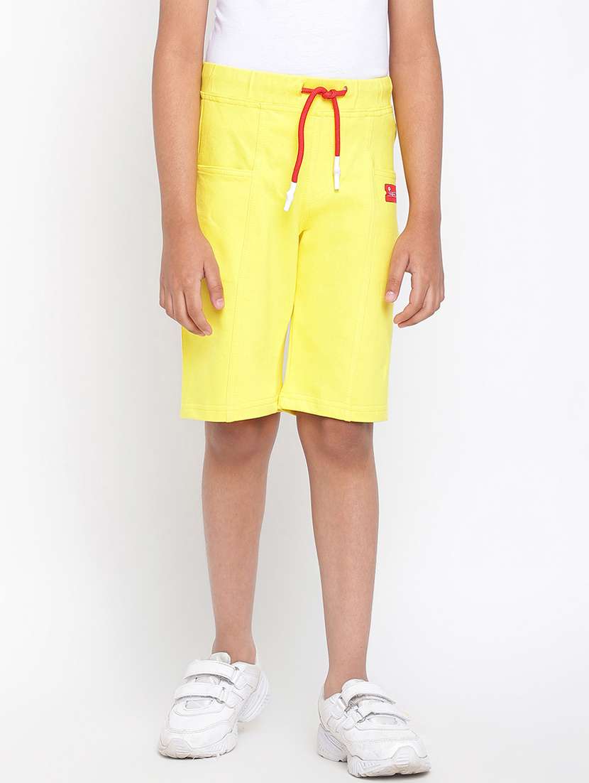 drawstring waist solid three fourth