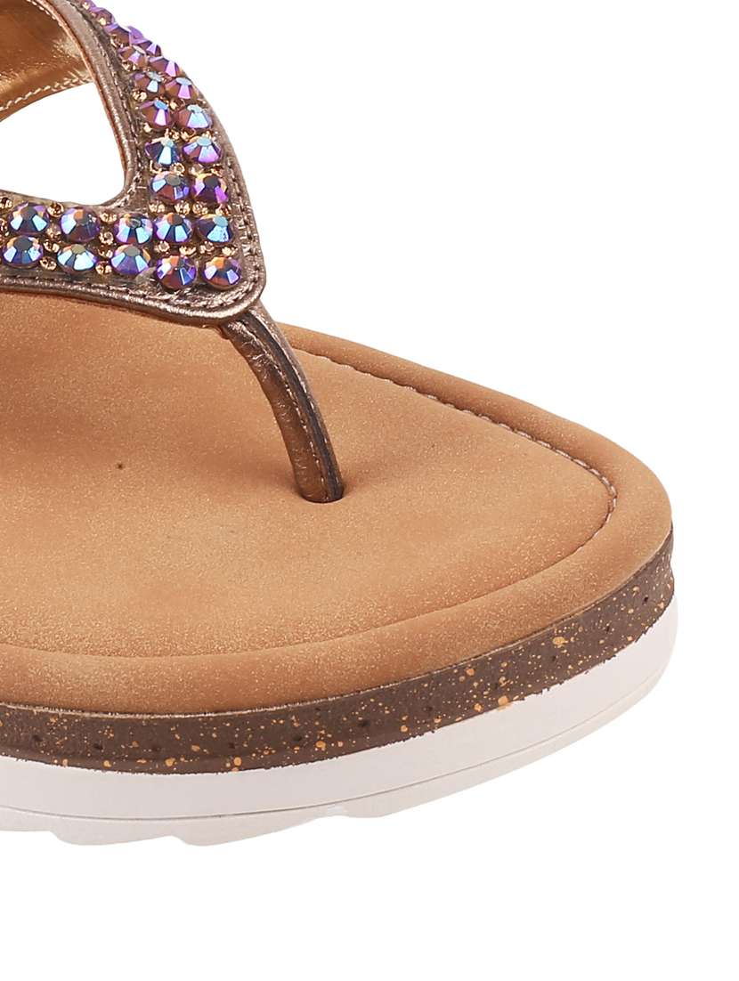 turquoise synthetic open thong sandals - 18402130 -  Standard Image - 4