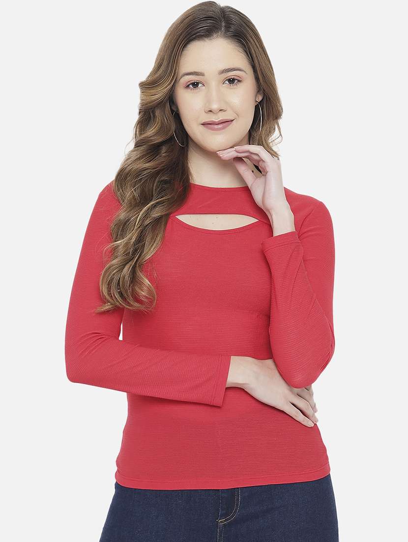 women's straight round neck top