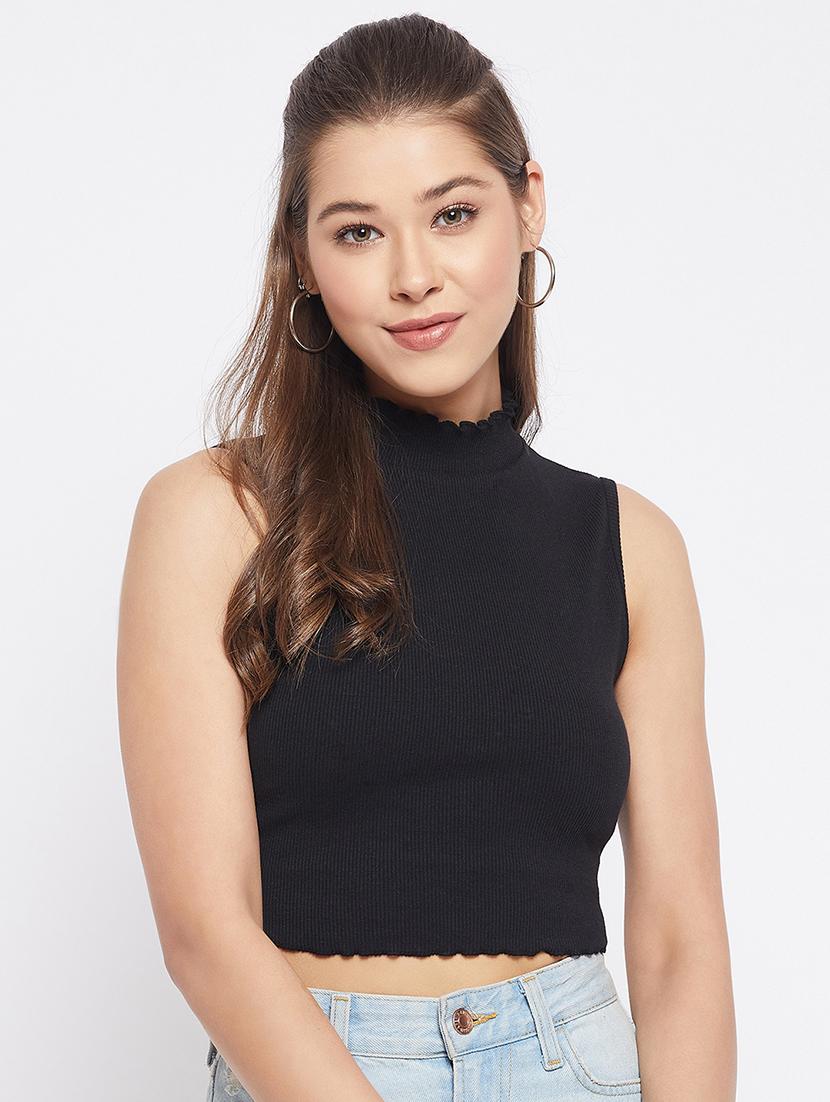 women's crop mock neck top - 18402518 - Zoom Image - 0