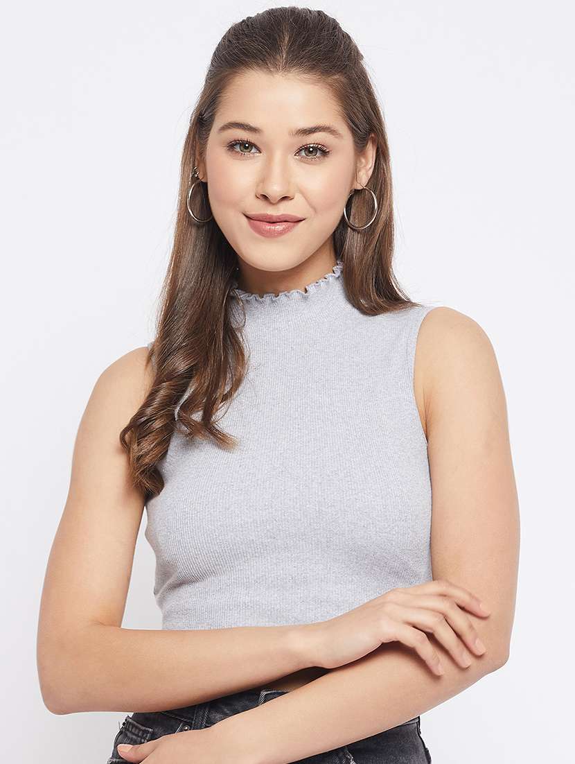 women's crop mock neck top