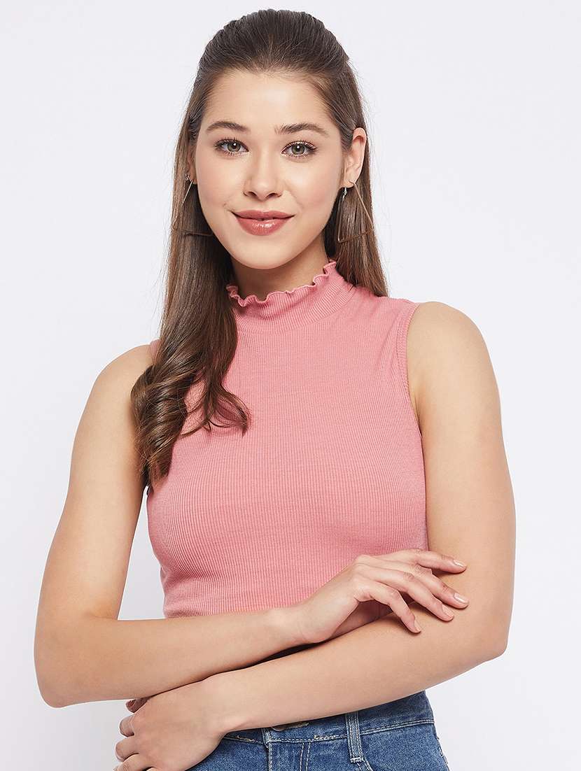 women's crop mock neck top