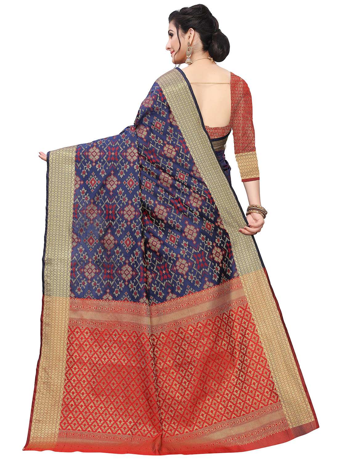 navy silk blend kanjivaram saree - 18402770 -  Standard Image - 1