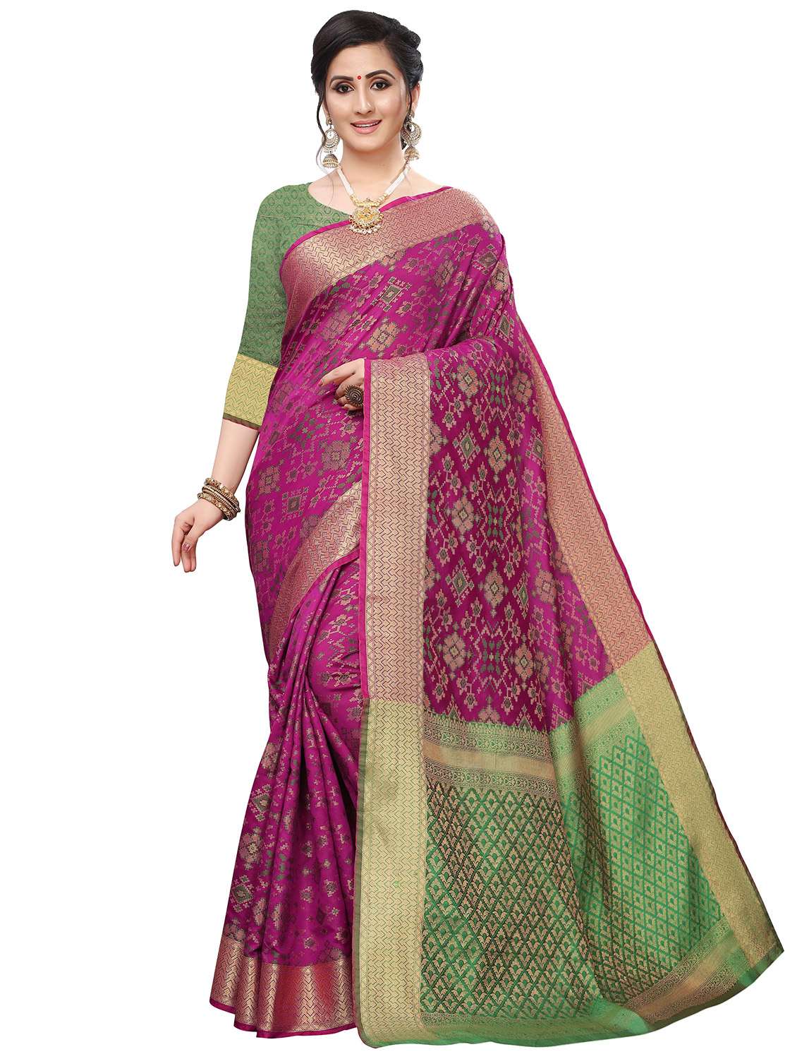 purple silk blend kanjivaram saree with blouse