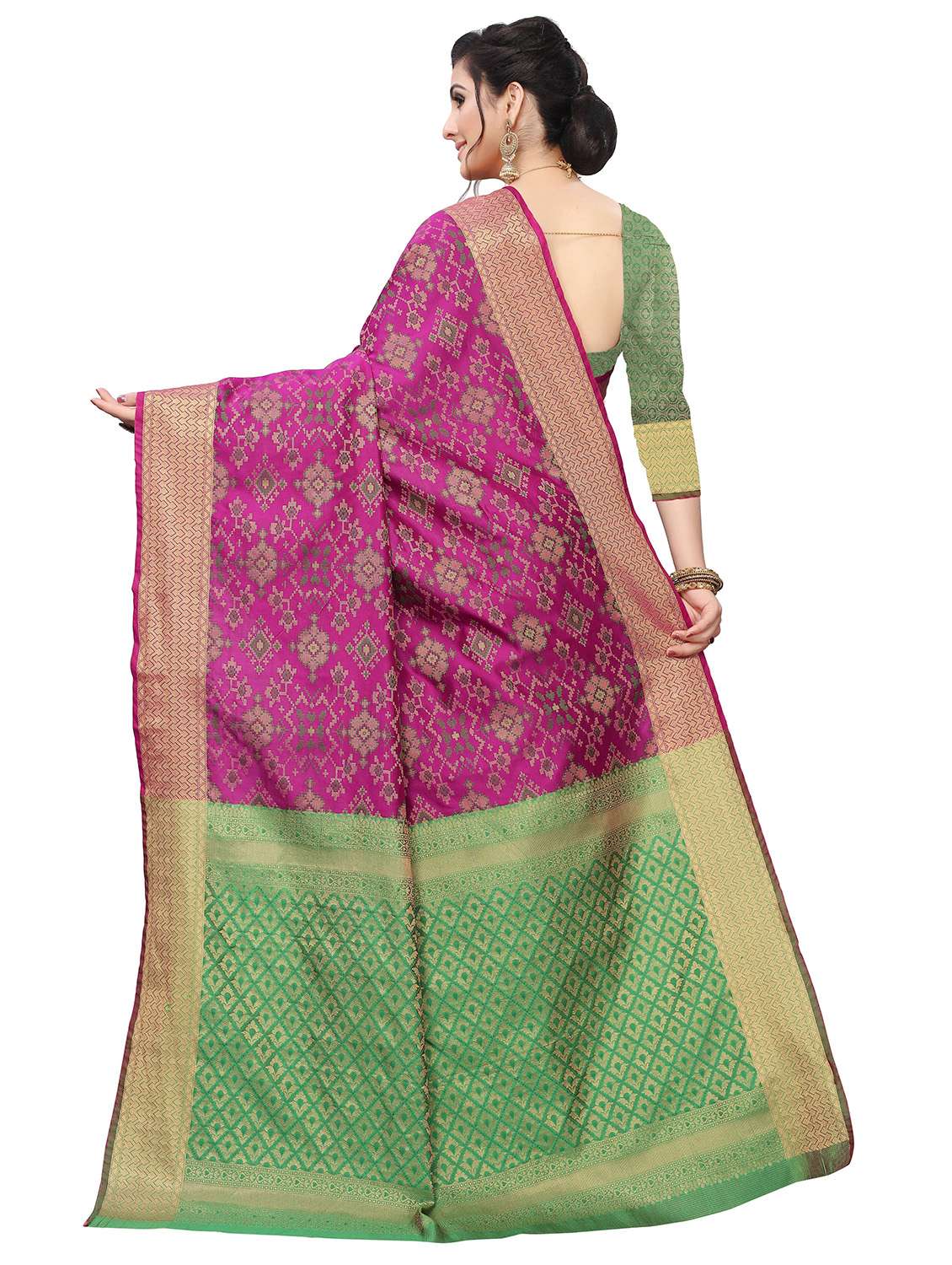purple silk blend kanjivaram saree with blouse - 18402775 -  Standard Image - 1