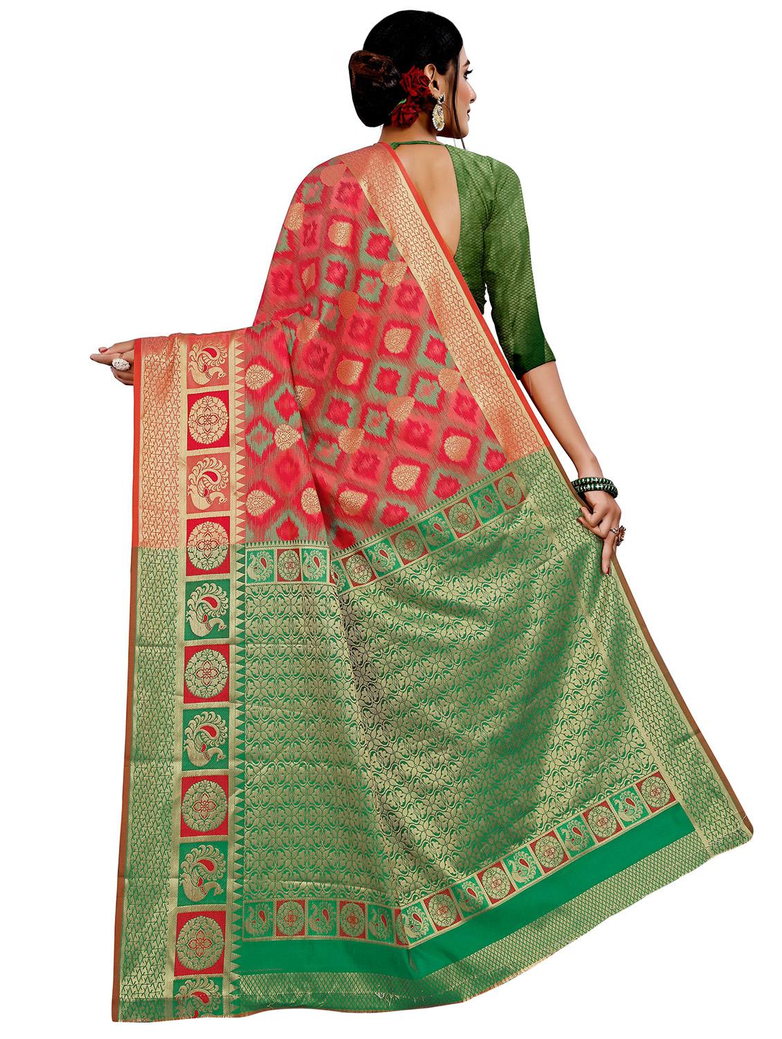 peach cotton silk saree with blouse - 18402788 -  Standard Image - 1