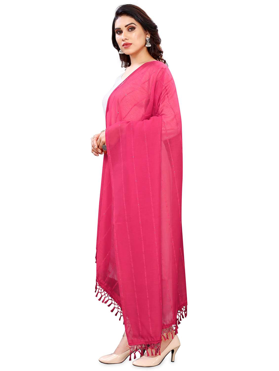 pink cotton blend dupatta - 18402813 -  Standard Image - 1