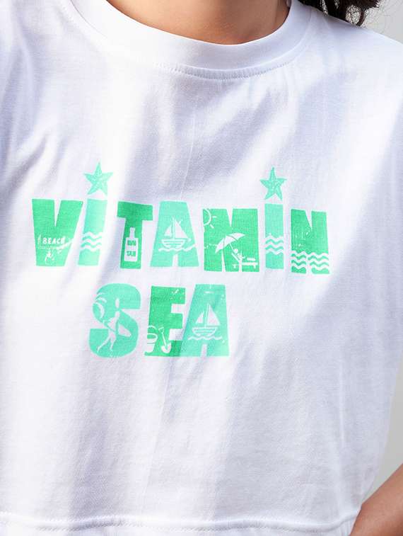 women's chest print round neck t-shirt - 18402842 - Standard Image - 4