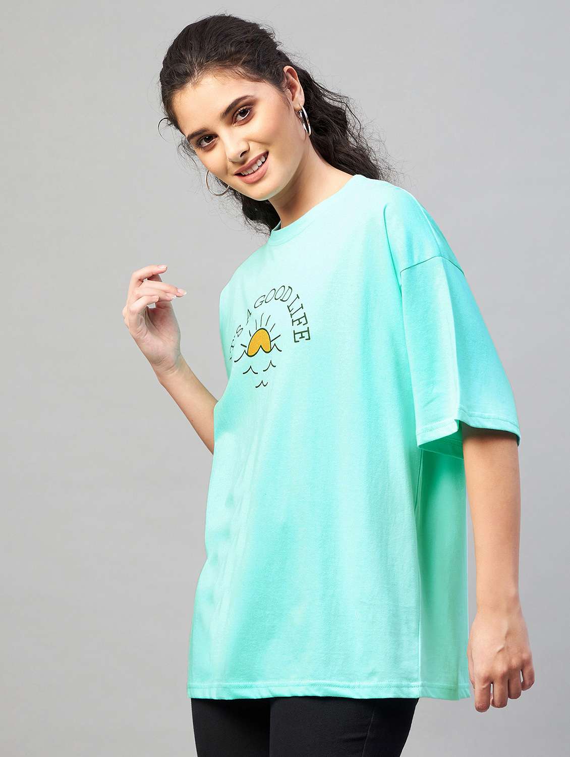 women's chest print round neck t-shirt - 18402844 -  Standard Image - 1