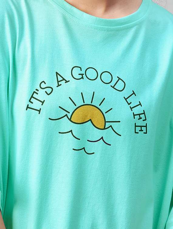 women's chest print round neck t-shirt - 18402844 -  Standard Image - 4