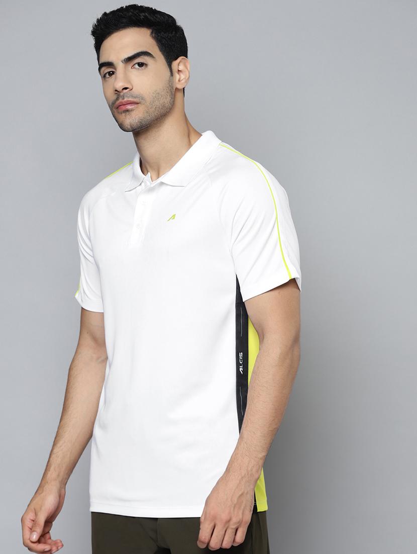 white color-blocked polo t-shirt - 18402931 -  Standard Image - 1