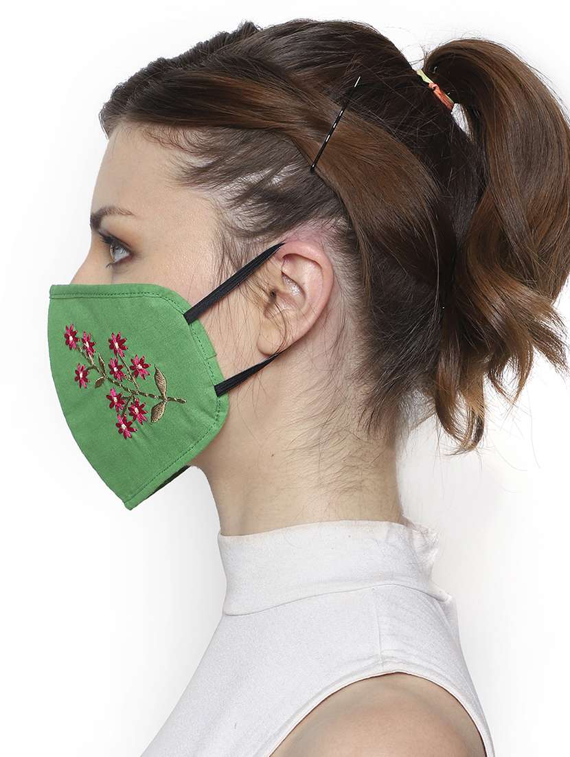 green cotton antipollution women mask - 18403019 -  Standard Image - 4