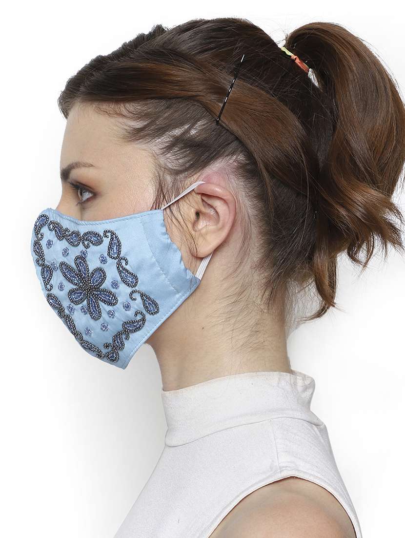 blue silk antipollution women mask - 18403022 -  Standard Image - 4