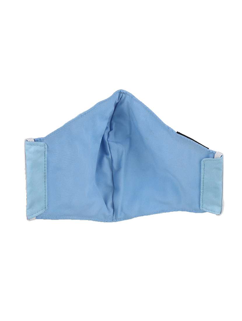 pack of 2 pastel blue & silver 3-ply art silk floral embellished fabric fashion mask - 18403035 -  Standard Image - 1