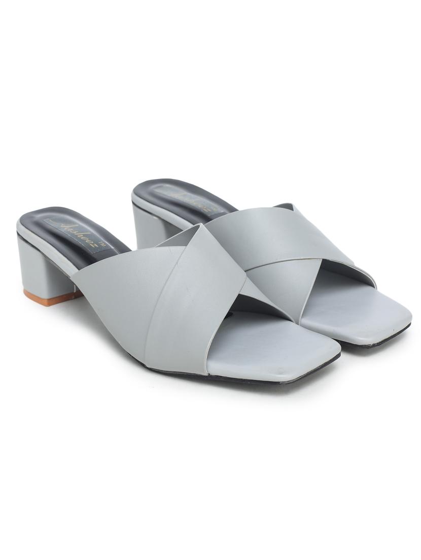 grey synthetic slip on sandals - 18403907 - Standard Image - 1