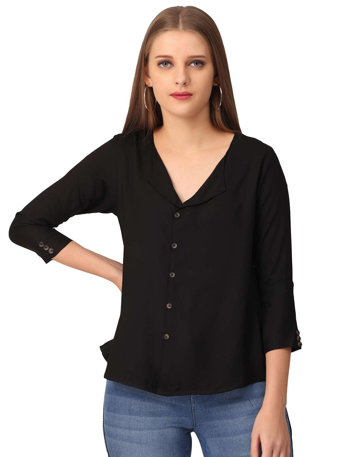 women's a line v neck top
