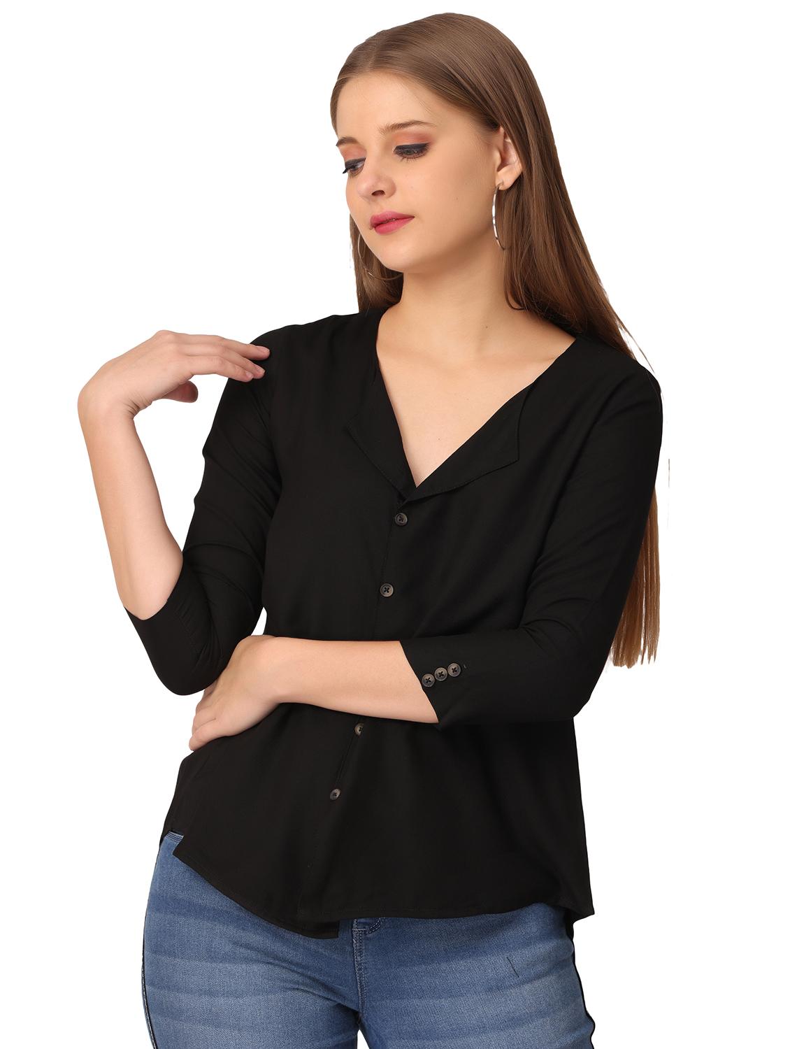 women's a line v neck top - 18404004 -  Standard Image - 1