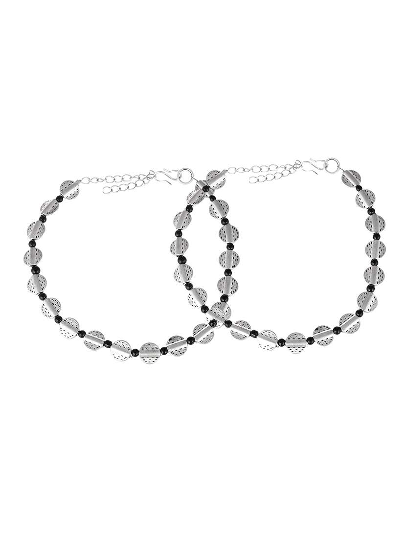 silver brass anklets and payal - 18404022 -  Standard Image - 1
