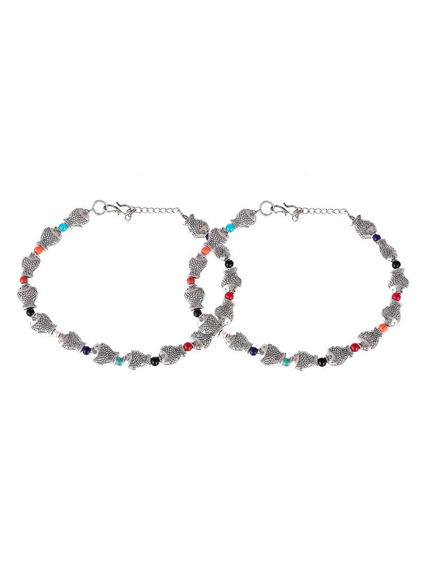 silver brass anklets and payal - 18404023 -  Standard Image - 1