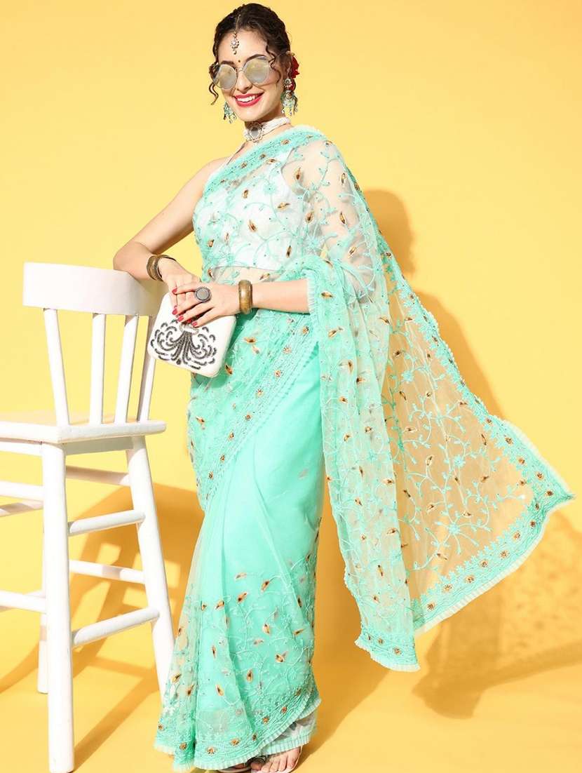 women's embroidered saree with blouse