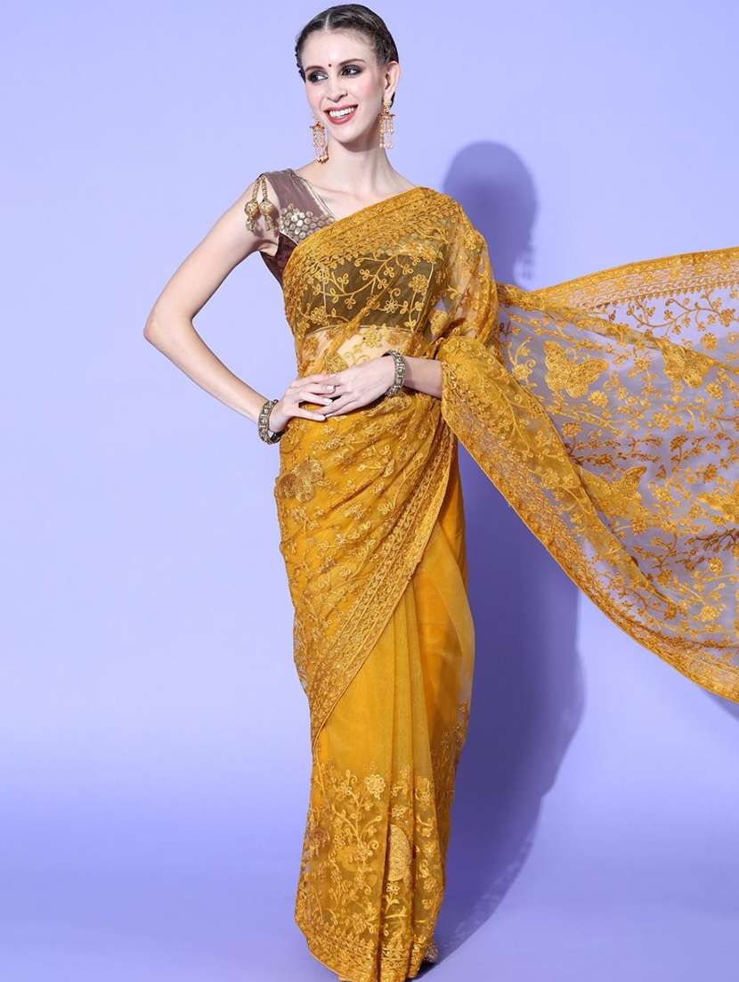 women's embroidered saree with blouse