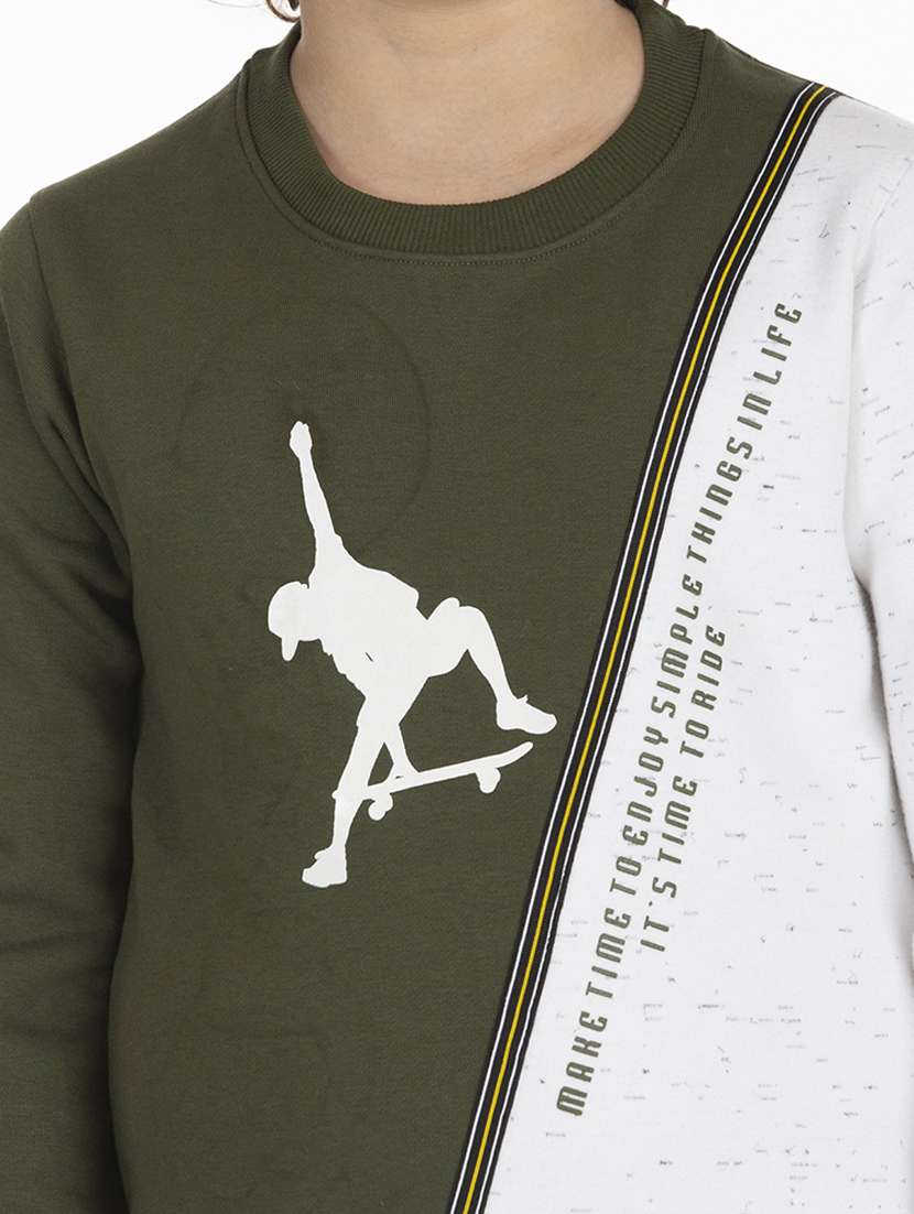 olive green color block sweatshirt - 18404212 - Standard Image - 4