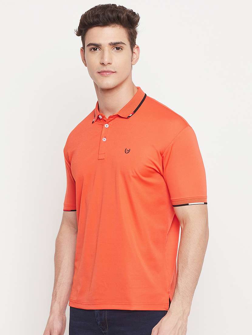 orange solid polo t-shirt - 18404391 - Standard Image - 1