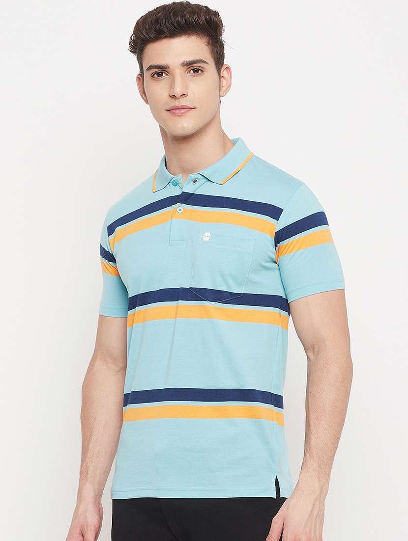 light-blue striped polo t-shirt - 18404399 -  Standard Image - 1