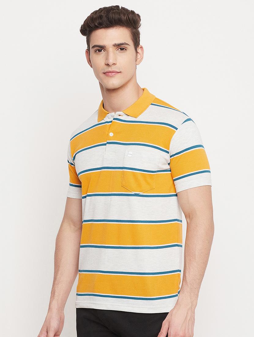 yellow striped polo t-shirt - 18404401 - Standard Image - 1