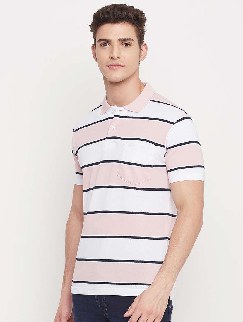 pink striped polo t-shirt - 18404402 - Standard Image - 1