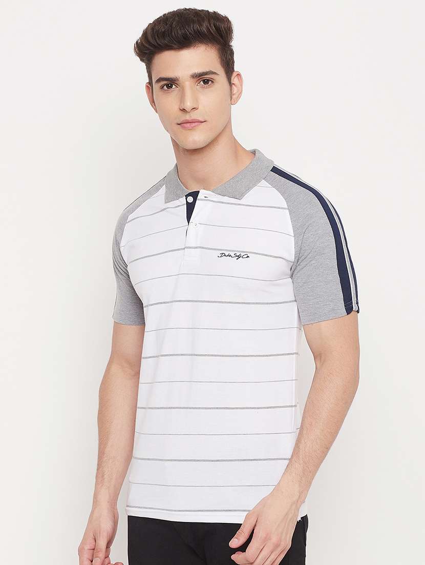 white striped polo t-shirt - 18404413 -  Standard Image - 1
