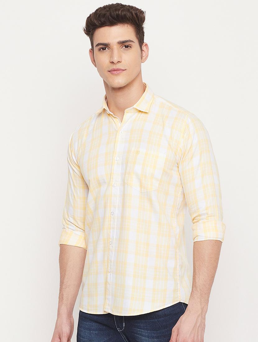 yellow checkered casual shirt - 18404428 - Standard Image - 1