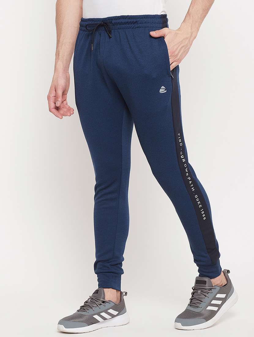 blue polyester solid full length track pant - 18404443 -  Standard Image - 1