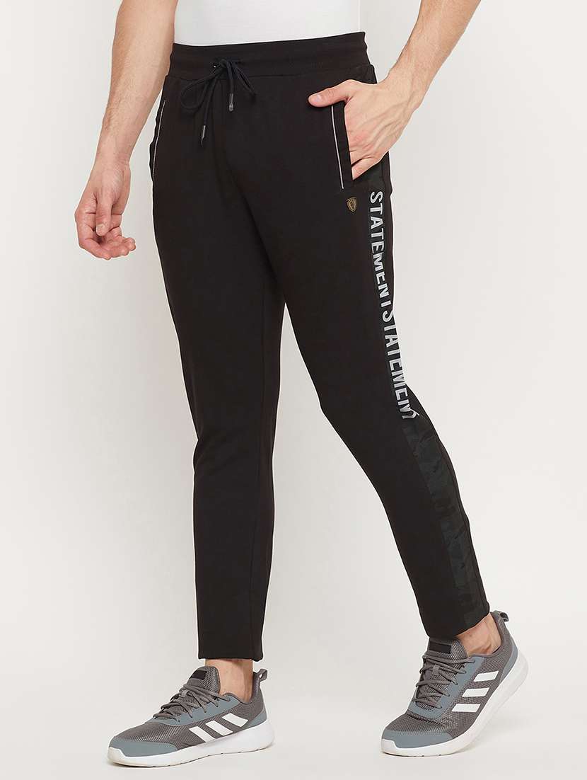 black solid full length track pant - 18404447 -  Standard Image - 1